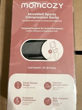 Momcozy MoveWell Sports Compression Socks - Gray/black